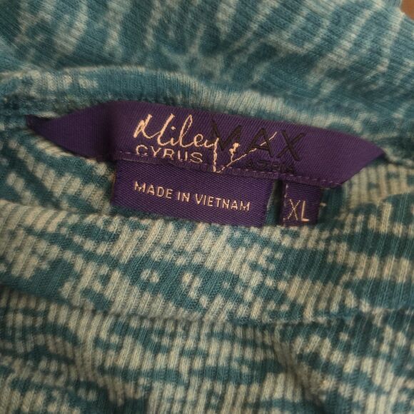 Vintage Y2K Miley Cyrus Max Azria Top Junior XL Animal Print Teal Burn Out - Picture 7 of 10